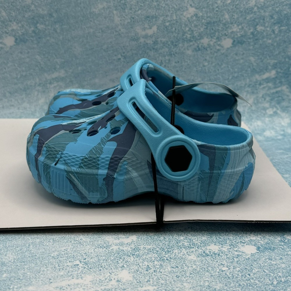 TODDLER Unisex 5/6-Blue Camo Summer Clogs Shoes- Beach/ Splash Pad/ Pool - Picture 2 of 5